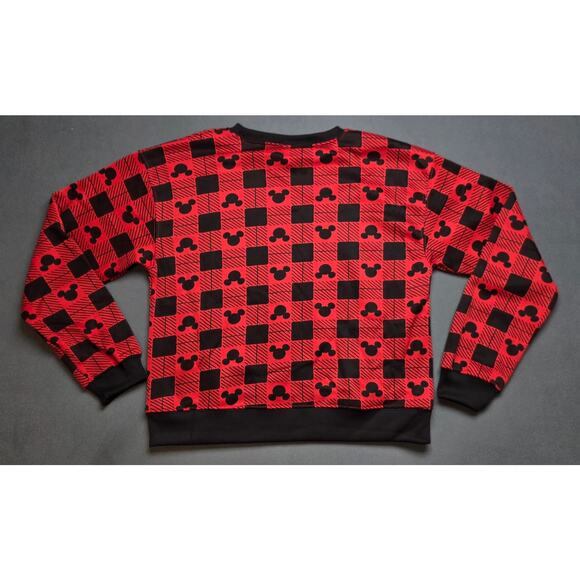 Disney Mickey Mouse Sweater Womens Small Oversized Red Black Fleece Lined - Picture 8 of 8